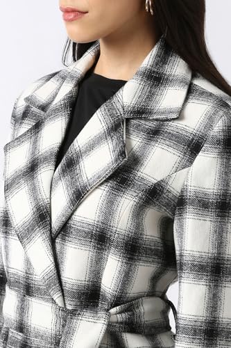 Women White Check Casual Jacket