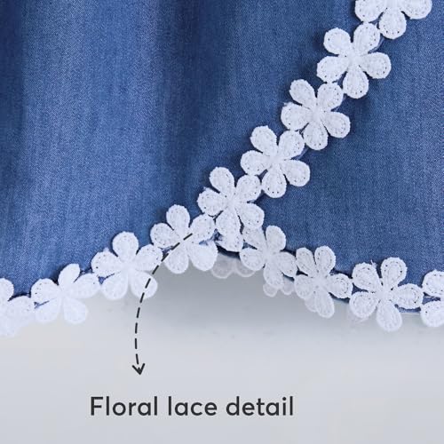 Hopscotch Girls Blue Full Sleeves Lace Trim Denim Dress for Age (5-6 Years)