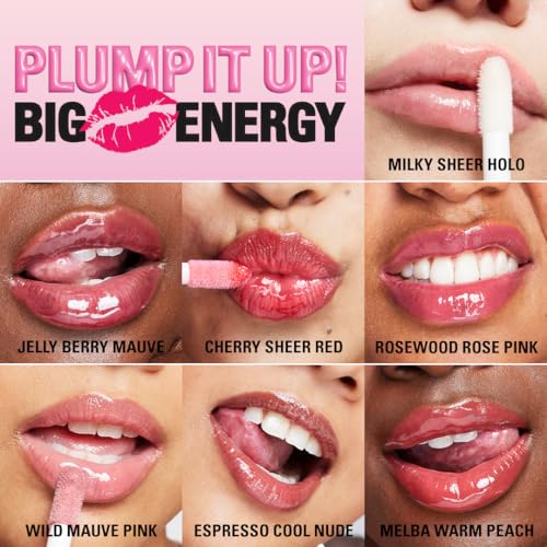 Revolution Beauty, Pout Bomb Plumping Lip Gloss, High-Shine for Glossy, Fuller & Plump Lips with Hyaluronic Acid & Peptides, Vegan & Cruelty-Free (Melba Warm Peach, 4.6ml)