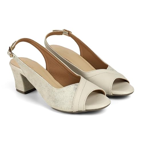tresmode FLAR Cream Women's Dress Block Heel Sandals in Size 8 UK / 41 EU