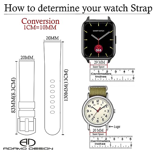 ADAMO 20mm Watch Strap compatible for Bip U Pro/GTS/BIP 3 Pro/Icon Buzz and ALL 20mm wristwatch and smartwatches N26BIN09-N26BIB09