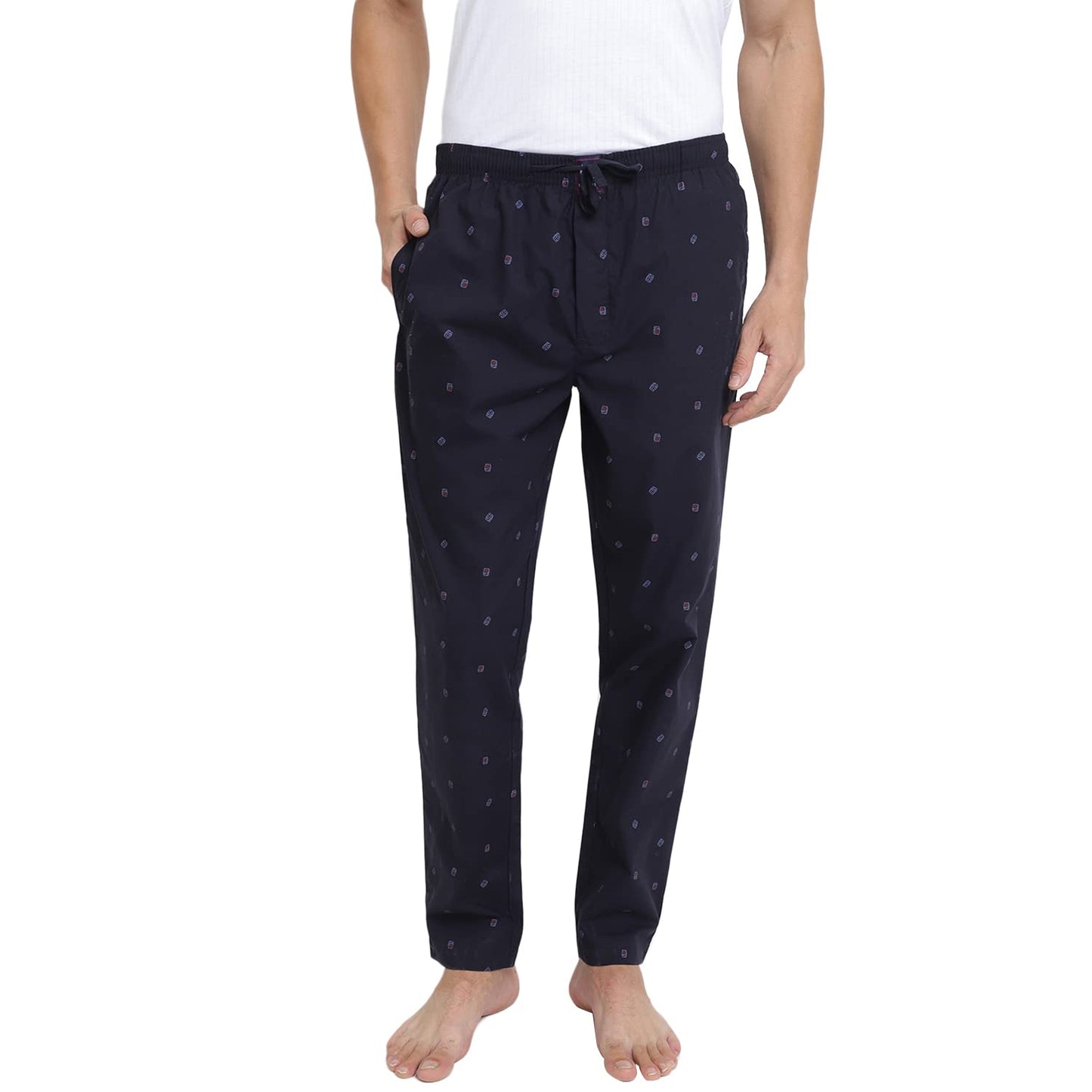 Van Heusen Men Sport Varsity Inspired Pyjamas - 100% Combed Cotton - Drawstring Waist, Allover Print_70012_Navy AOP01_XL