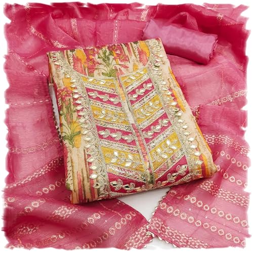 Leeli Peeri Designer Women's Simmer Silk Embroidery Work Unstitched Salwar Suit Dress Material 1256PDM2