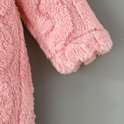 Hopscotch Girls Full Sleeves Pink Teddy Embroidered Bodysuit with Hat For Ages (6-9 Months)