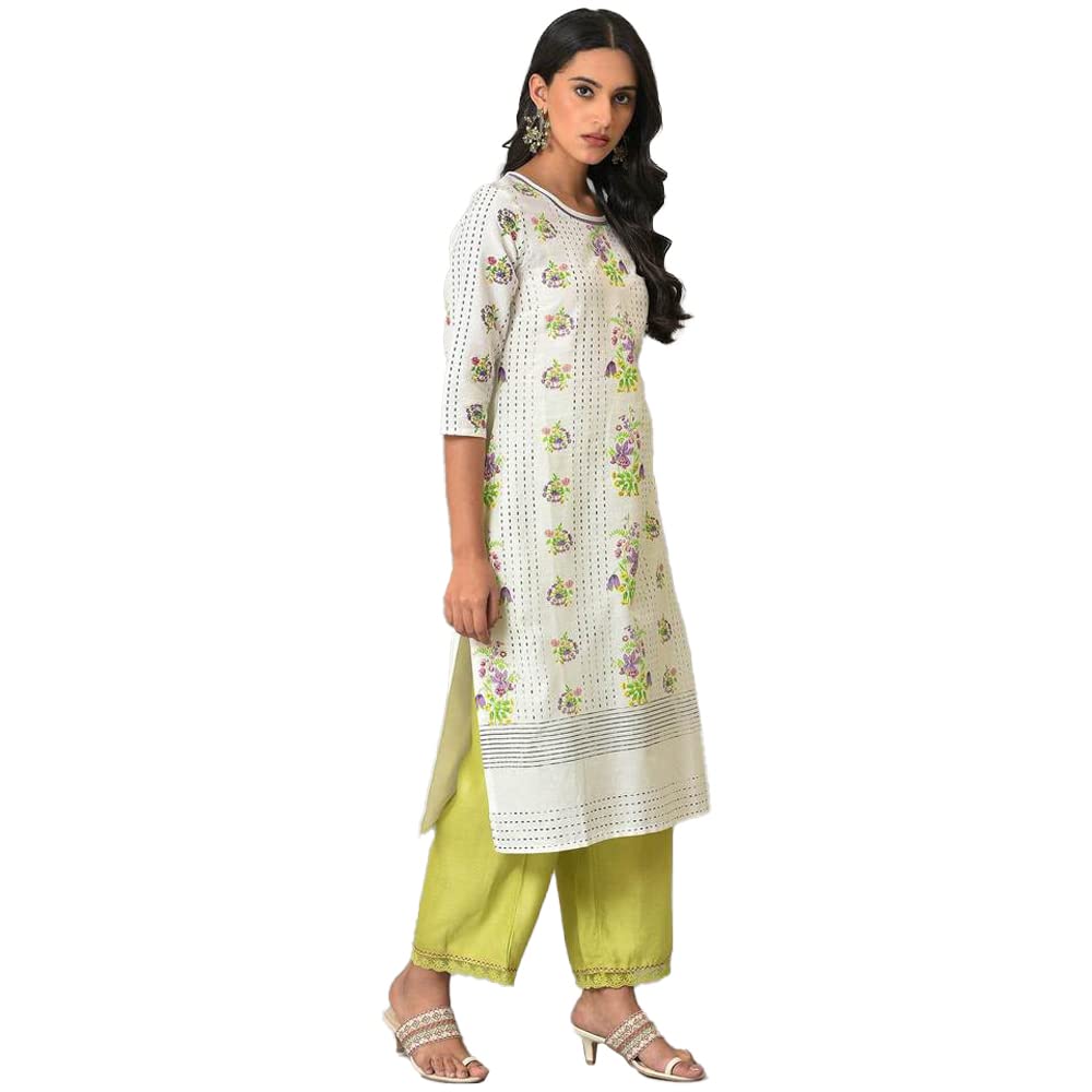 W for Woman Women's Cotton Blend Regular Fit Kurta (23FEW18915-119814_Ecru_3XL)