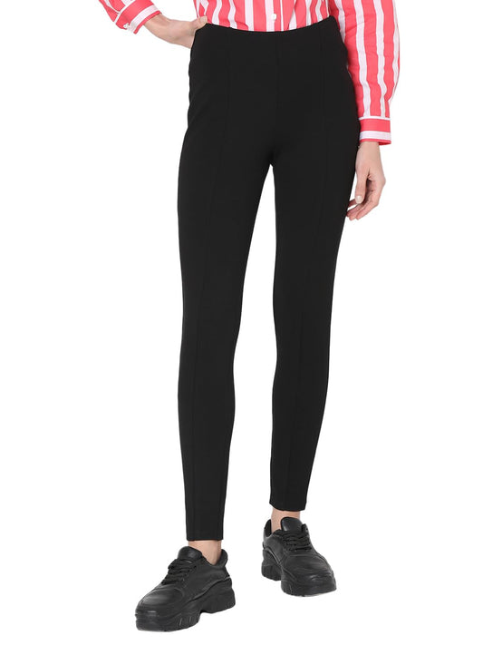 VERO MODA Women's Skinny Fit High-Rise Black Jeggings