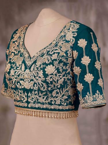 Zeel Clothing Women's Zari Sequins Embroidered Work Crush Silk Lehenga Choli With Dupatta (5136-Dove-Blue-Women-Lehenga-Choli; Free size)