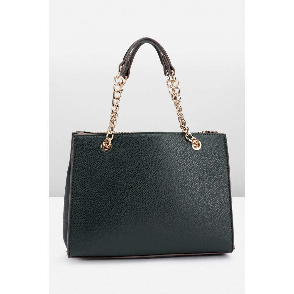 Anne Klein Faux Leather Zipper Closure Women's Satchel Bag (Green, XL)