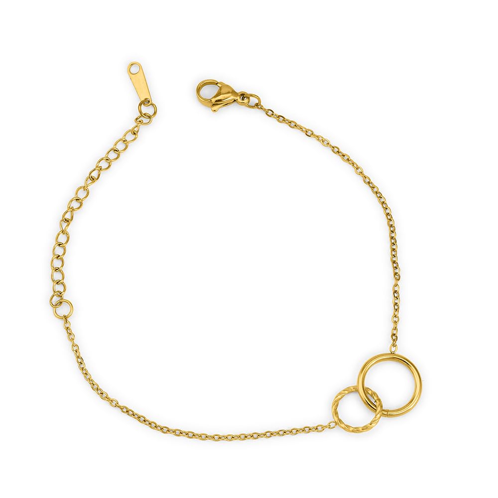 PALMONAS Double Rings Bracelet for Women - Gift for Girls & Women | Waterproof & Anti-Tarnish Bracelet