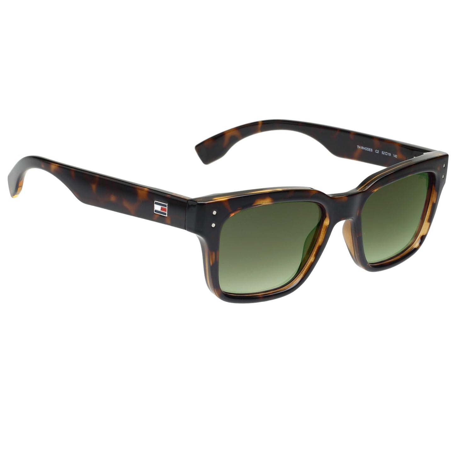 Tommy Hilfiger|Brown Full Frame Square Sunglasses|100% UV Protected (Uv 400) Green Gradient Faded Lens|Men's & Women's|Small|TH RHODES C2 52 S