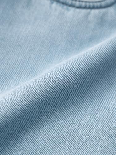 The Souled Store Denim Skorts: Cloud Blue Women Buttoned Waistband Ash Grey Solid Cotton Denim Regular Fit Side Slit Raw Hem Comfortable Lightweight Everyday All-Season Skorts