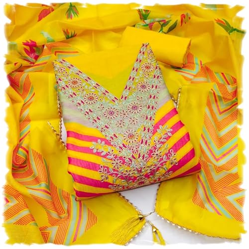 Leeli Peeri Designer Women's Chanderi Digital Print With Coding Work Unstitched Salwar Suit Dress Material