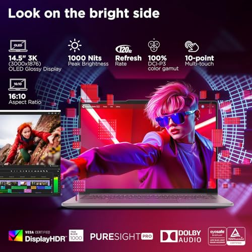 Lenovo Yoga Pro 7 Aura Edition Intel Evo Core Ultra 9 285H (32GB RAM/1TB SSD/14.5" (36.8cm)/3K OLED Touchscreen/AI PC/Copilot+ PC/Windows 11/Office Home 2024 AI Now/Grey/1.5Kg), 83KF004CIN