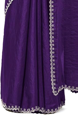 Soch Womens Purple Tissue Saree With Stone Work
