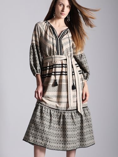 VERO MODA Women's Fit and Flare Beige Dress