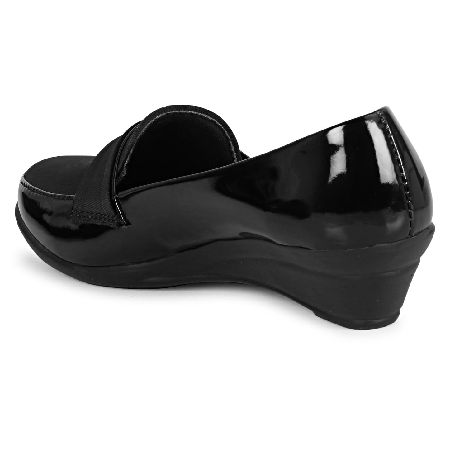 Anita Sarees Women's Slip-On Wedge Heels Ballerina Shoes for Casual, Office, Party and Office Bellies Formal Shoes for Women and Girls, 1 Pair (Black)