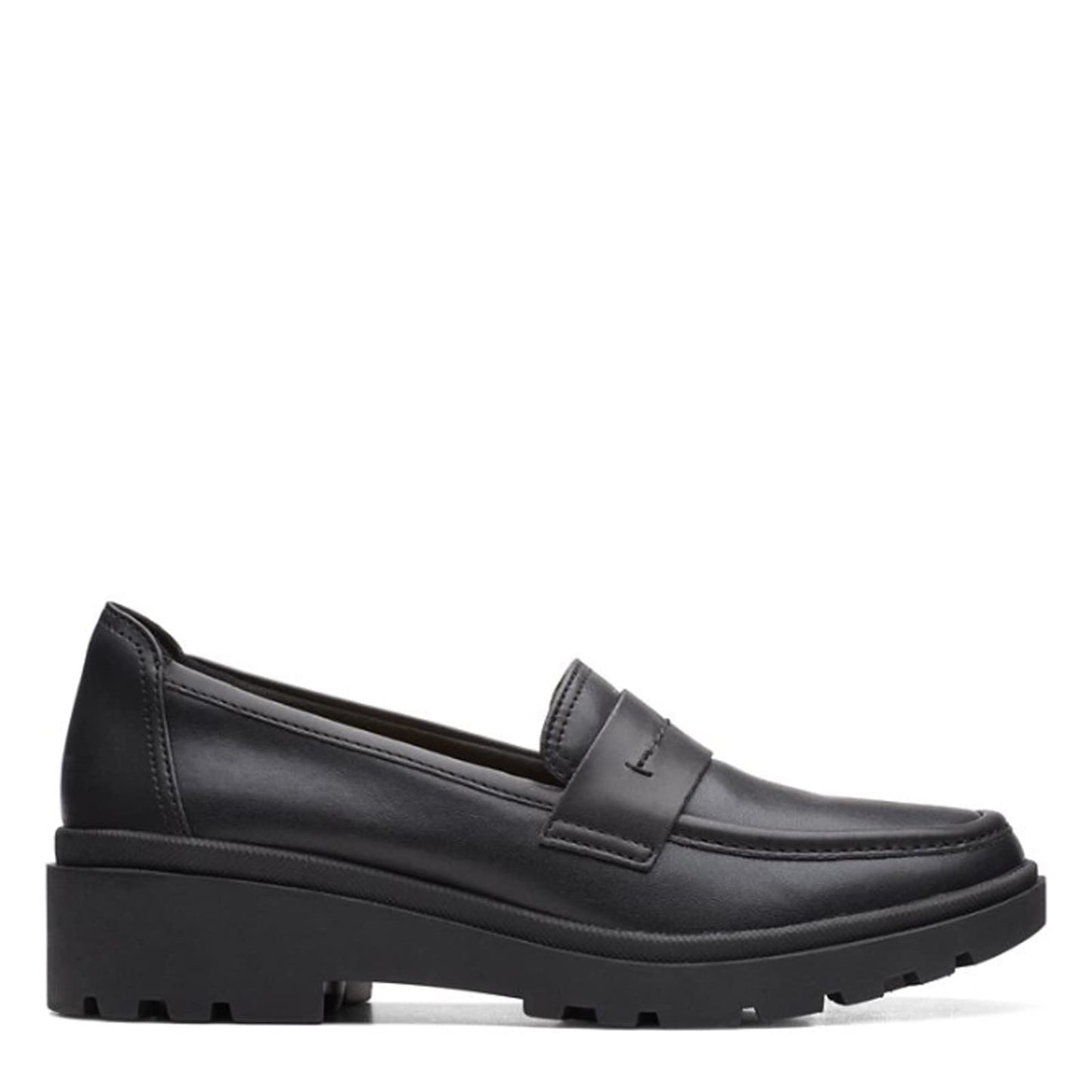 Clarks Women's Calla Ease Loafer Flat, Black Leather, 8.5 Wide