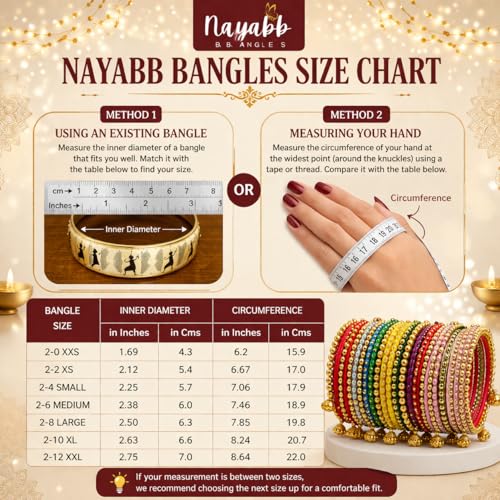 JIVANA AYURVEDIC Nayabb Trending Kashmiri Ghungroo Bangles Set (2-6, 2.8, Inches)