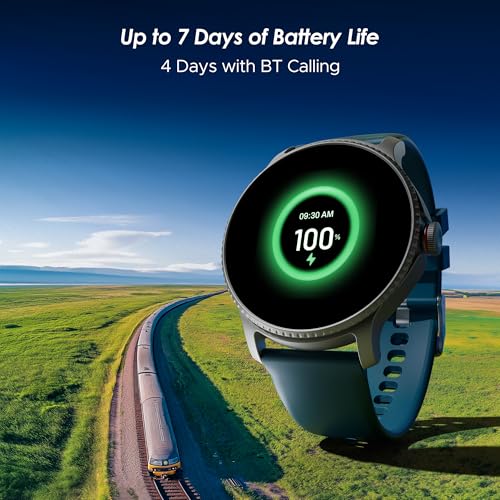 boAt Lunar Discovery – 2026 Edition w/ 1.39" (3.5 cm) HD Display, Bluetooth Calling, Emergency SOS, HR, SpO2 & Sleep Tracking Smart Watch for Men & Women (Active Blue)