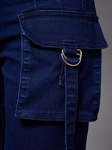 Miss Chase Women's Bootcut High Rise Regular Stretchable Denim Jeans (MCSS24DEN79-03-71-38, Navy Blue, 38)