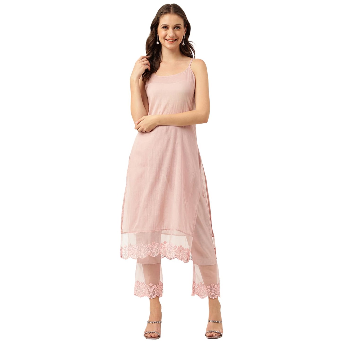 Divena Solid Chanderi Kurta Trouser Inner with Dupatta Set