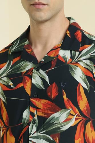 Allen Solly Men Black Print Half Sleeves Casual Shirts