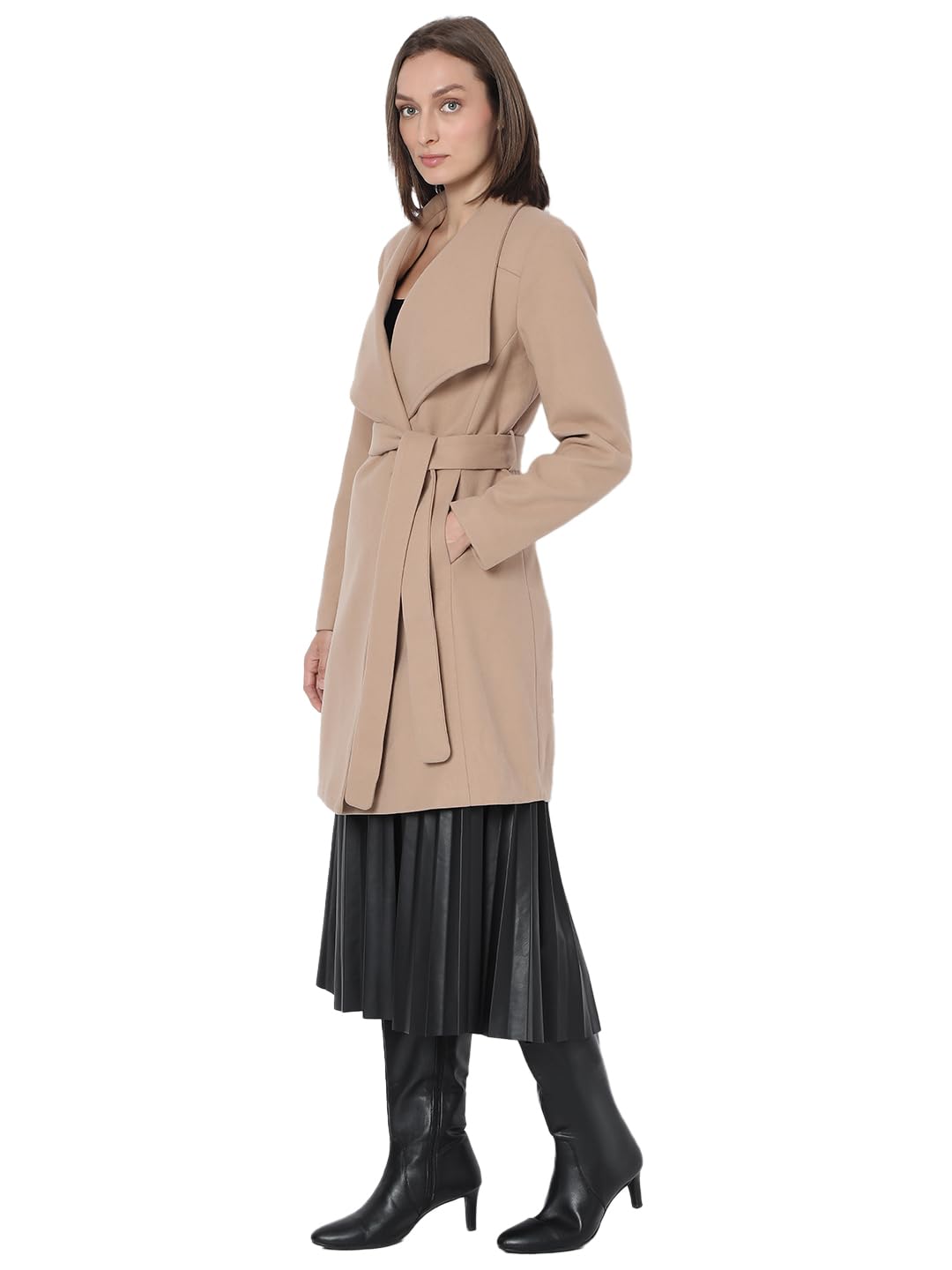 Vero Moda Women's Relaxed Fit Beige Coat