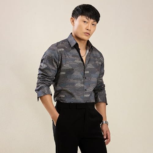 MARK & ALBERT Men's Luxury Giza Cotton Digital Printed Shirt Full Sleeves Shirts for Men