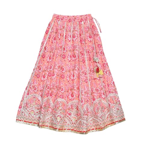 Biba Girls PRINTED SHORT_KURTA KID(KW5403_PEACH_19)