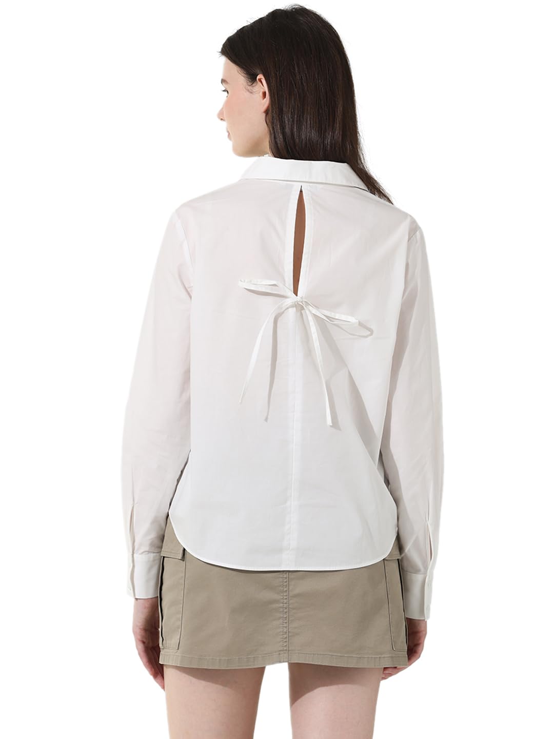 ONLY Women Solid Cotton White Shirt