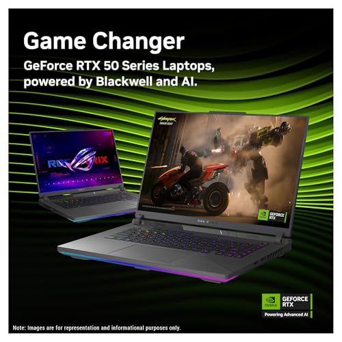 ASUS ROG Strix G16 Gaming Laptop, AMD Ryzen 9-8940HX, 64 GB DDR5 RAM, 2 TB PCIe SSD, 16" WUXGA (1920x1200) 165Hz Display, Nvidia G-Force RTX 5070Ti, 4-Zone RGB Backlit Keyboard, W11 Pro, Eclipse Grey