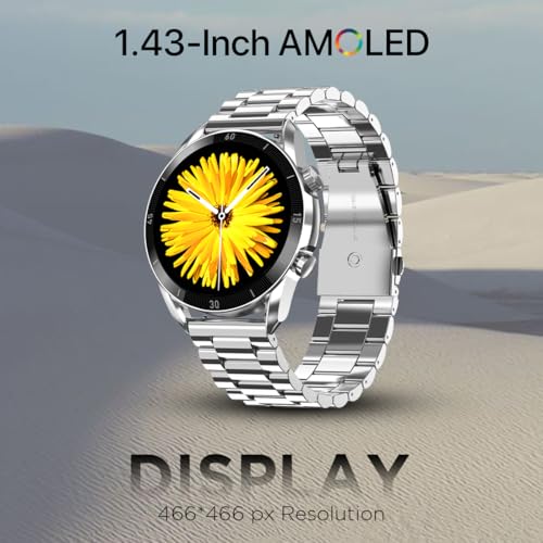 Fire-Boltt Legacy Luxury Round Smart Watch 1.43″ Super AMOLED,Bluetooth Calling,Wireless Charging,Voice Assistant,SpO₂ & Heart Rate Monitor,110+ Sports Modes,Metal Smart Watch for Men & Women - Silver