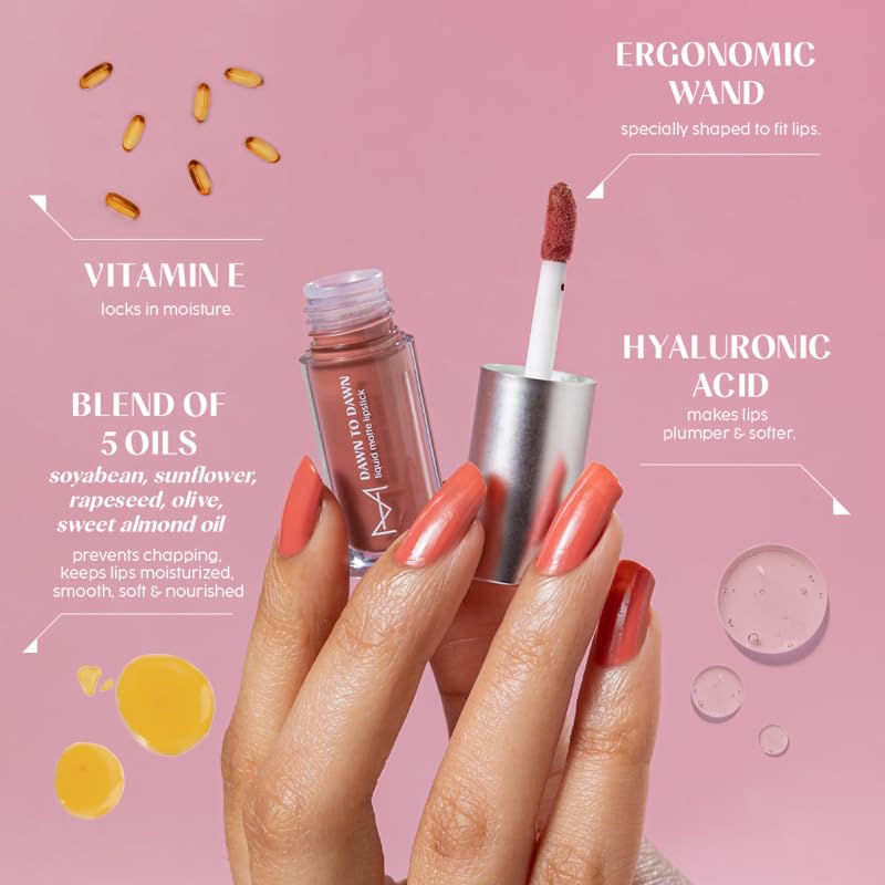 House Of Makeup Matte Liquid Lipstick MINIS with Hyaluronic Acid & Vitamin E | Long Lasting, Smudgeproof | Non-cakey, Non-drying | 2 ml | Cinnamon Blush