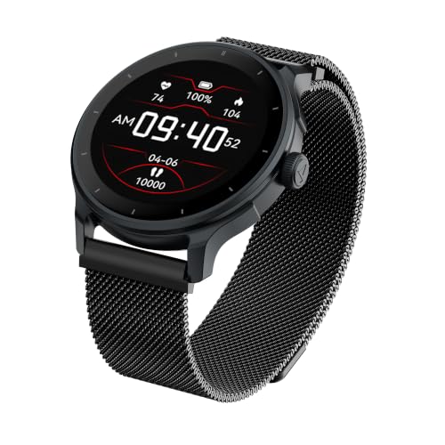 boAt Lunar Connect 2 with 1.28" (3.25 cm) HD Display, Metallic Design, HR, SpO2 & Sleep Tracking, Bluetooth Calling, Emergency SOS, Smart Watch for Men & Women (Metal Black)