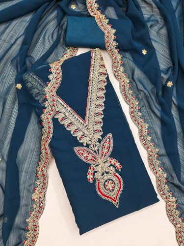 Leeli Peeri Designer Women's Soft Silk With Embroidery Work Unstitched Dress Material