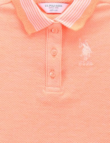 U.S. POLO ASSN. Girls Stripe Collar Polo Shirt Orange