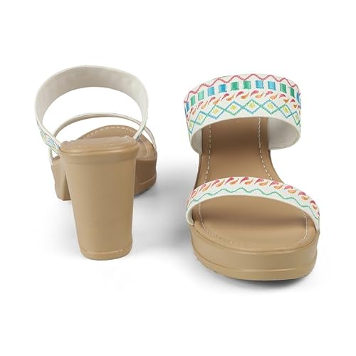 tresmode ATHENA White Women's Dress Block Heel Sandals in Size 4 UK / 37 EU