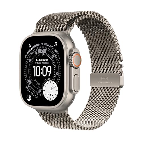Apple Watch Ultra 3 GPS + Cellular 49mm Natural Titanium Case with Natural Titanium Milanese Loop - Medium