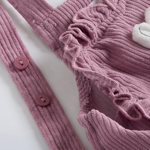 Hopscotch Girls Lavender Full Sleeves 2-Pc Bunny Applique Dungaree Set For Age (3-4 Years)