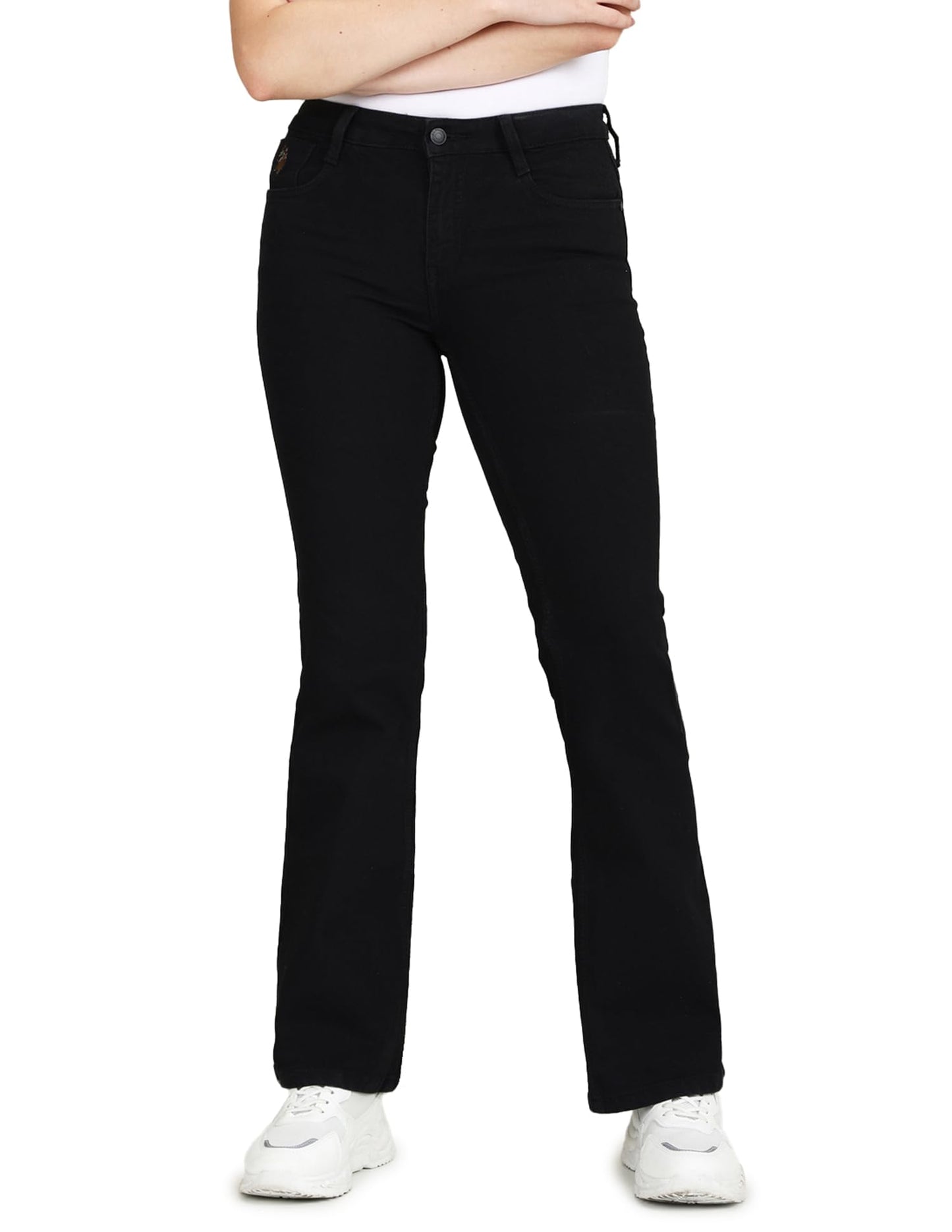 U.S. POLO ASSN. Women's Mid Rise Bootcut Fit Jeans (UWSS23JN018_Black_30)