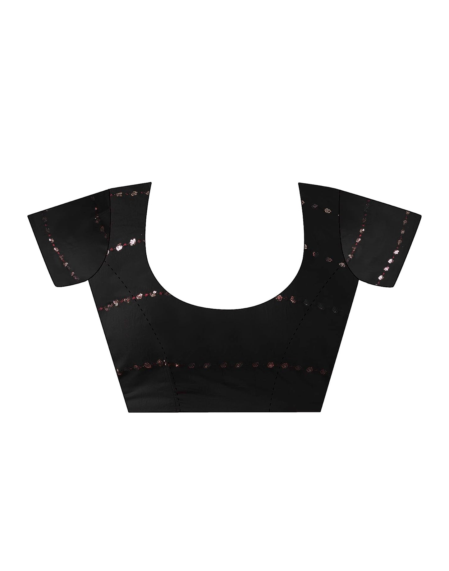 SIRIL Women's Georgette Printed Zari Stripe Saree With Unstitched Blouse Piece (3498S726_Black)