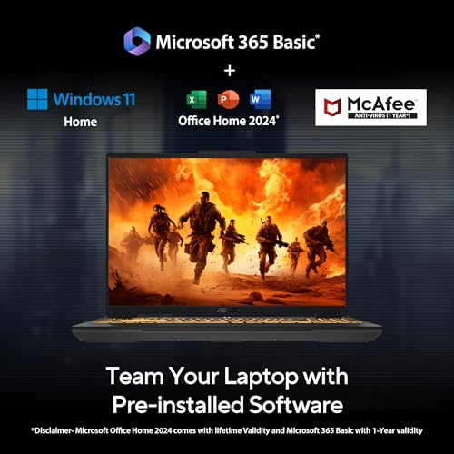 ASUS TUF Gaming F16,Smartchoice,Intel Core 5 Processor 210H,14th Gen Gaming Laptop(RTX 4050-6GB/140WTGP/16GB/512GB/FHD+/16"/144Hz/Win 11/M365 Basic(1Year)*/Office-24/Mecha Gray/2.20 Kg)FX677VU-RL055WS