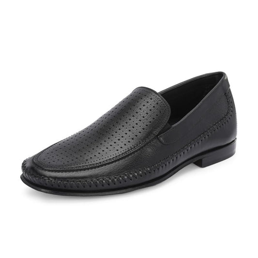 HITZ Men's Black Leather Formal Slip On Shoes - UK 7