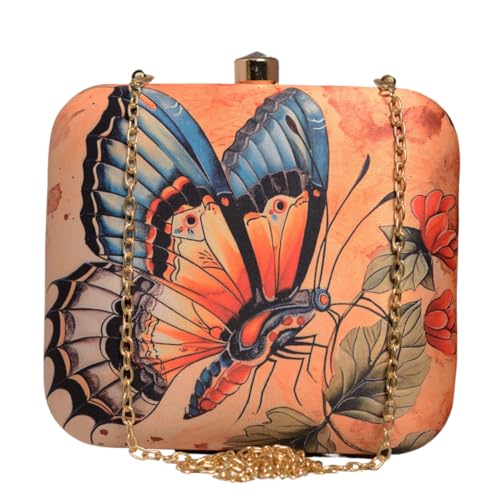 Artklim MultiColor Butterfly Bloom Printed Clutch