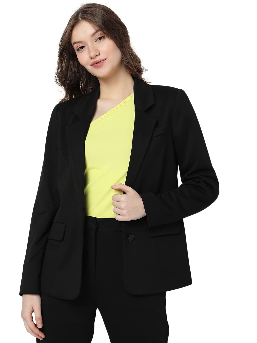 Vero Moda Women's Single-Breasted Blazer Regular (297921201- Black_M)