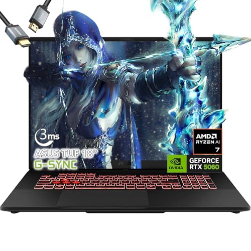 ASUS TUF A18 Gaming Laptop - AMD Ryzen 7 260 Beat i9-13905H - NVIDIA RTX 5060-64GB RAM -4TB SSD -18" WUXGA Display - RGB Backlit Keyboard -Thunderbolt 4 - FHD Camera -Gamer Creative Videao Editing