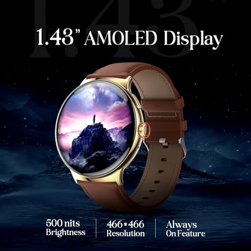 itel Unicorn Smartwartch with Single chip BT Calling, 1.43" AMOLED Display, 500 Nits Brightness, Rotating Crown, IP68 Waterproof, 200+ Watch Faces, 100% Charging Approx 70 mins (Champagne Gold)