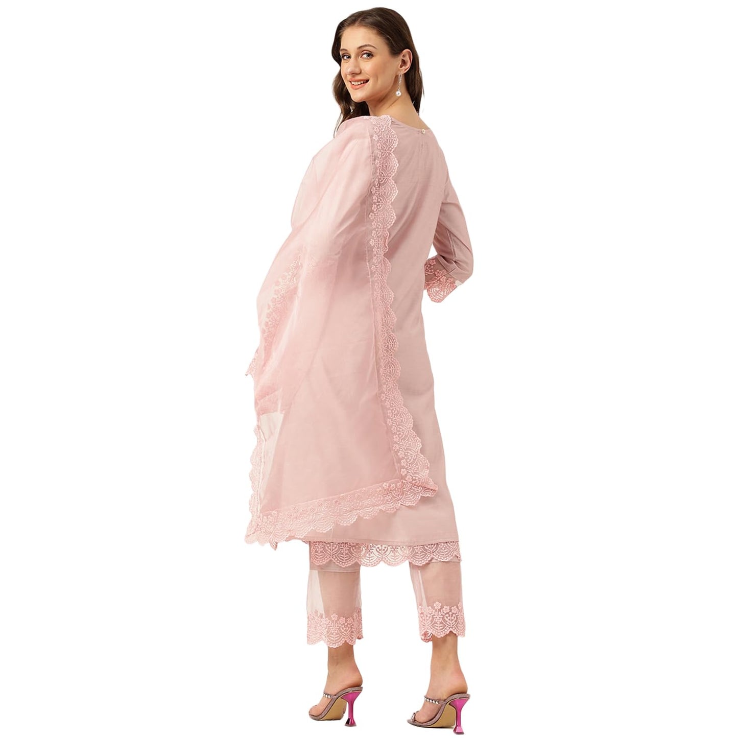 Divena Solid Chanderi Kurta Trouser Inner with Dupatta Set