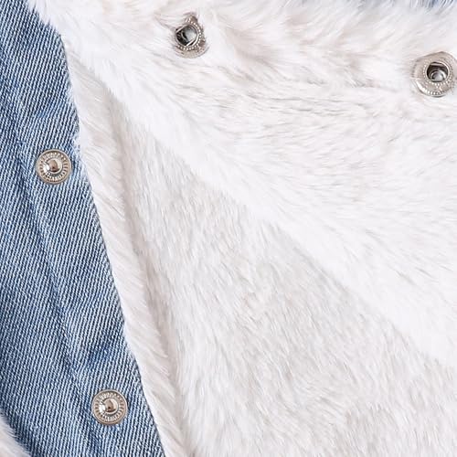 Hopscotch Girls Blue Full Sleeves Denim Hooded Jacket with Fleece Lining For Age (4-5 Years)