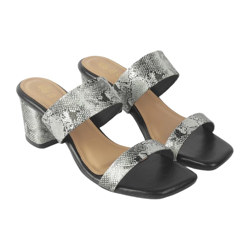 tresmode Rentu Women's Pewter Dress Block Heel Sandals in Size 7 UK / 40 EU
